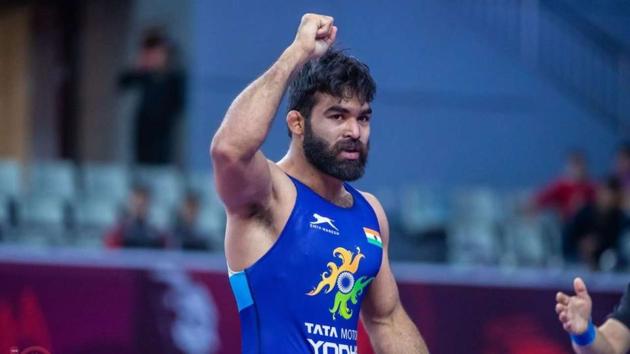 Gurpreet Singh lost a close match to world number two Viktor Nemes. (UNITED WORLD WRESTLING) Gurpreet Singh lost a close match to world number two Viktor Nemes. (UNITED WORLD WRESTLING)