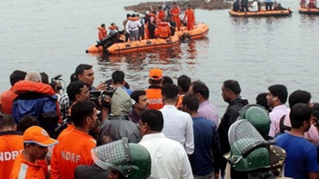 The boat capsized in the Godavari river near Devipatnam in Andhra Pradesh’s East Godavari district.(ANI / Twitter)