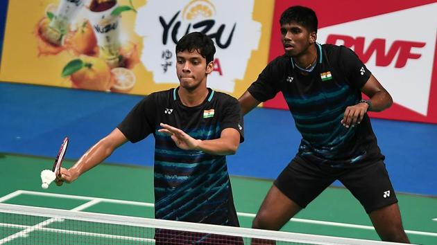 Satwiksairaj Rankireddy and Chirag Shetty of India in action.(Getty Images)