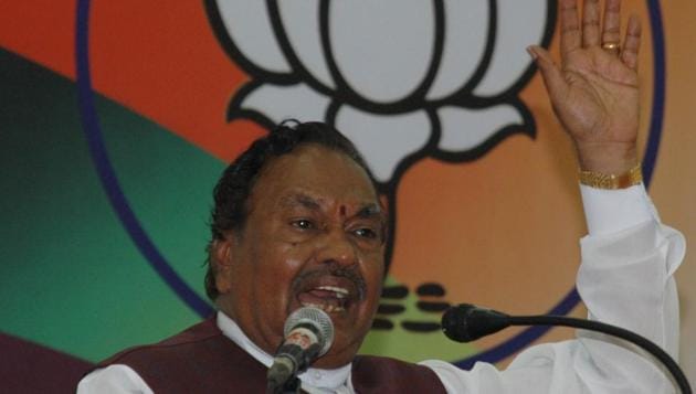 Karnataka rural development minister  KS Eshwarappa has made controversial statements in the run up to the Lok Sabha elections as well. (HT PHOTO.)