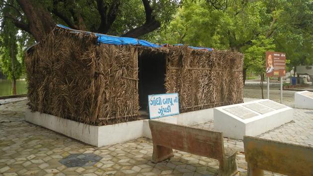 Following his stay in Dandi, Gandhi and his followers set up camp at Karadi (just north of Metwad) and continued to orchestrate the salt campaign. Seen here is a recreation of the hut where Gandhi stayed in Karadi. On the night of May 4, police entered the camp and at 12:45am arrested Gandhi. The train called Frontier Mail was halted at what is now the Gandhi Smriti train station south of Navsari and Gandhi was put on board for transport to Yeravda Prison in Poona. (Raj K Raj/ HT PHOTO) 