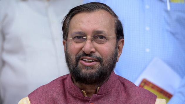 Public broadcaster Doordarshan India will soon be available overseas, union minister for information and broadcasting, Prakash Javadekar said on Monday.(Mohd Zakir/HT PHOTO)