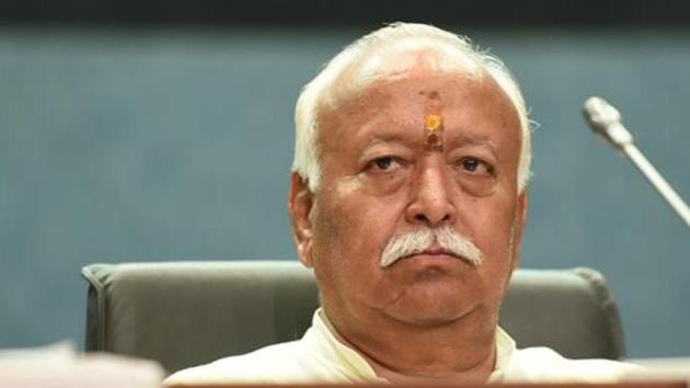 RSS chief Mohan Bhagwat during a summit on Shiksha Mein Bhartiyeta (Indian Nationalism in Edication) at Pusa Institute in New Delhi. (Raj K Raj/HT file photo) RSS chief Mohan Bhagwat during a summit on Shiksha Mein Bhartiyeta (Indian Nationalism in Edication) at Pusa Institute in New Delhi. (Raj K Raj/HT file photo)