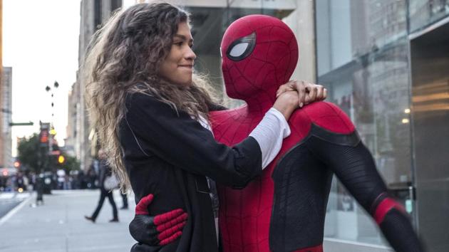 This image released by Sony Pictures shows Zendaya, left, and Tom Holland in a scene from Spider-Man: Far From Home.(AP)