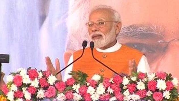 Prime Minister Narendra Modi addresses a rally in Gujarat’s Kevadiya on Tuesday. He is celebrating his 69th birthday (ANI) Prime Minister Narendra Modi addresses a rally in Gujarat’s Kevadiya on Tuesday. He is celebrating his 69th birthday (ANI)