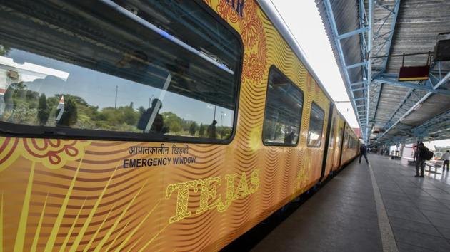 Mumbai-Ahmedabad Tejas Express will run six days a week, except Thursday. The train will start at 6.40am from Ahmedabad and arrive in Mumbai at 1.15pm. It will depart from Mumbai at 3.40pm and reach Ahmedabad at 10.25pm. The privately operated trains will also offer premier rail services. (HT FILE) Mumbai-Ahmedabad Tejas Express will run six days a week, except Thursday. The train will start at 6.40am from Ahmedabad and arrive in Mumbai at 1.15pm. It will depart from Mumbai at 3.40pm and reach Ahmedabad at 10.25pm. The privately operated trains will also offer premier rail services. (HT FILE)