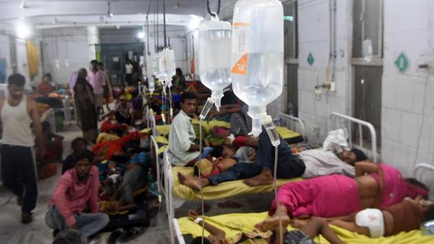 Patients suffering from AES at Sri Krishna Medical College and Hospital (SKMCH) in Muzaffarpur, June 21, 2019. (Parwaz Khan /HT File) Patients suffering from AES at Sri Krishna Medical College and Hospital (SKMCH) in Muzaffarpur, June 21, 2019. (Parwaz Khan /HT File)