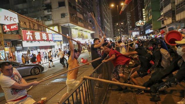 Clashes between groups with differing sentiments on the bill. Over the next few days anger grew towards the use of force by police. The protests entered the ninth consecutive weekend on August 3. Just two days later Carrie Lam in a media address said Hong Kong was “on the verge of a very dangerous situation”. China warned protestors the following day to not “play with fire,” and not to “mistake restraint for weakness”. (AP) Clashes between groups with differing sentiments on the bill. Over the next few days anger grew towards the use of force by police. The protests entered the ninth consecutive weekend on August 3. Just two days later Carrie Lam in a media address said Hong Kong was “on the verge of a very dangerous situation”. China warned protestors the following day to not “play with fire,” and not to “mistake restraint for weakness”. (AP)
