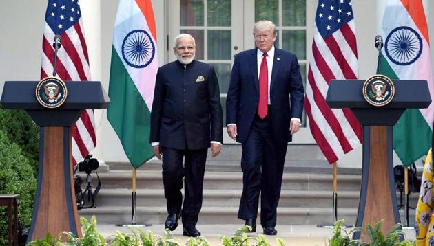 The White House had yesterday confirmed that Trump will attend PM Modi’s diaspora outreach event—“Howdy, Modi!”— in Houston on September 22.(PTI) The White House had yesterday confirmed that Trump will attend PM Modi’s diaspora outreach event—“Howdy, Modi!”— in Houston on September 22.(PTI)
