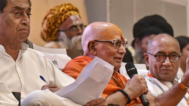 Senior Congress leader Digvijaya Singh during 'Sant Samagam', in Bhopal. (PTI Photo) Senior Congress leader Digvijaya Singh during 'Sant Samagam', in Bhopal. (PTI Photo)