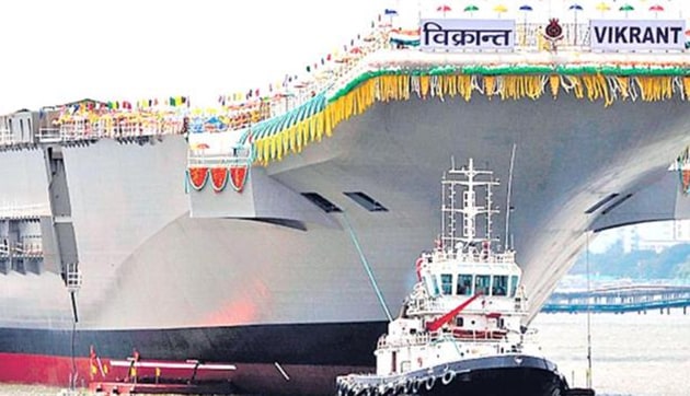 Aircraft carrier INS Vikrant is being built at the Cochin Shipyard Limited in Kerala. (HT PHOTO) Aircraft carrier INS Vikrant is being built at the Cochin Shipyard Limited in Kerala. (HT PHOTO)