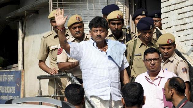 ED arrested Shivakumar on September 4 after questioning him for four days in Delhi for alleged laundering money and for suspected transactions done abroad through shell companies.(HT FILE)