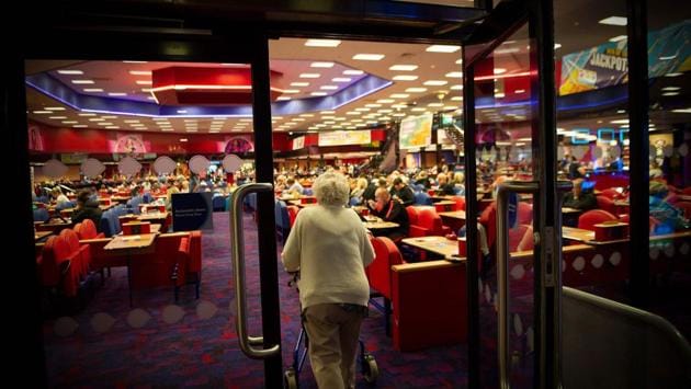 “I’m not a gambler but I do like bingo... the atmosphere and the adrenalin rush when you’re playing.”You meet friends, have a good time and it gets you out and about,” Fisher said, shortly after paying £5 ($6) entry to take her regular spot next to the lucky charm-laden table of her friend Tina. Fisher said that she once scooped £2,000 in prize money. But normally players here can hope to win up to £1,000 at Sunday night games. (Andy Buchanan / AFP) “I’m not a gambler but I do like bingo... the atmosphere and the adrenalin rush when you’re playing.”You meet friends, have a good time and it gets you out and about,” Fisher said, shortly after paying £5 ($6) entry to take her regular spot next to the lucky charm-laden table of her friend Tina. Fisher said that she once scooped £2,000 in prize money. But normally players here can hope to win up to £1,000 at Sunday night games. (Andy Buchanan / AFP)
