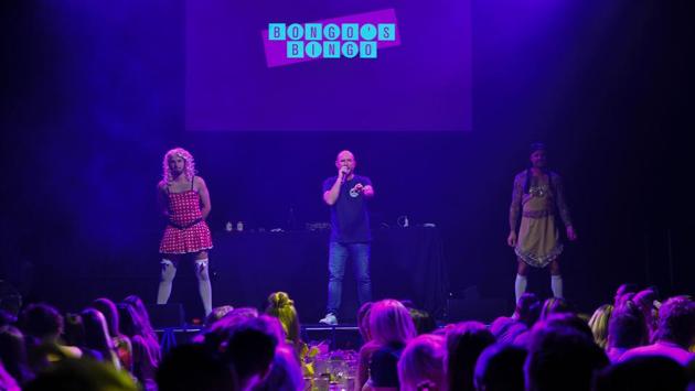 Launched in Liverpool in 2015 and since introduced in other British cities as well as internationally, Bongo’s has proved particularly popular in Glasgow -- where it now sells out weekly to 700 customers. Rich Kelly, 33, a former drama teacher from Birmingham, was calling the numbers and Dj’ing. (Andy Buchanan / AFP) Launched in Liverpool in 2015 and since introduced in other British cities as well as internationally, Bongo’s has proved particularly popular in Glasgow -- where it now sells out weekly to 700 customers. Rich Kelly, 33, a former drama teacher from Birmingham, was calling the numbers and Dj’ing. (Andy Buchanan / AFP)