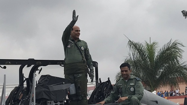 Rajnath Singh preparing to fly on ‘Tejas’, an Indigenous Light Combat Aircraft from Bengaluru’s HAL Airport. (TWITTER: @rajnathsingh) Rajnath Singh preparing to fly on ‘Tejas’, an Indigenous Light Combat Aircraft from Bengaluru’s HAL Airport. (TWITTER: @rajnathsingh)