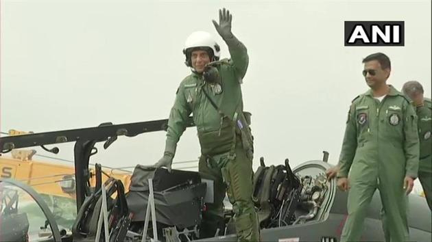 Rajnath Singh preparing to fly on ‘Tejas’, an Indigenous Light Combat Aircraft from Bengaluru’s HAL Airport. (ANI Photo) Rajnath Singh preparing to fly on ‘Tejas’, an Indigenous Light Combat Aircraft from Bengaluru’s HAL Airport. (ANI Photo)