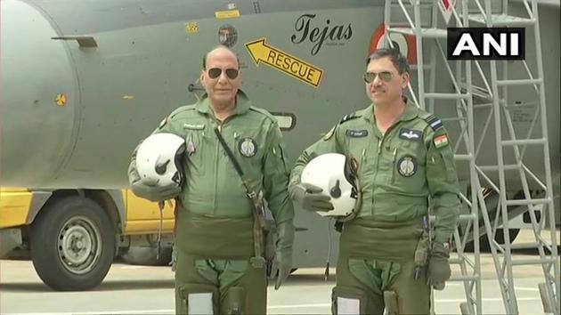 Rajnath Singh preparing to fly on ‘Tejas’, an Indigenous Light Combat Aircraft from Bengaluru’s HAL Airport. (ANI Photo) Rajnath Singh preparing to fly on ‘Tejas’, an Indigenous Light Combat Aircraft from Bengaluru’s HAL Airport. (ANI Photo)