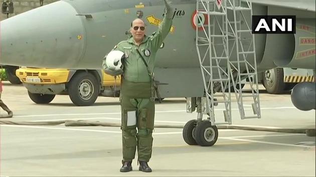 Rajnath Singh preparing to fly on ‘Tejas’, an Indigenous Light Combat Aircraft from Bengaluru’s HAL Airport. (ANI Photo) Rajnath Singh preparing to fly on ‘Tejas’, an Indigenous Light Combat Aircraft from Bengaluru’s HAL Airport. (ANI Photo)