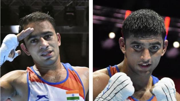 Amit Panghal and Manish Kaushik will compete in Worlds semifinals on Friday.(PTI/HT Collage)