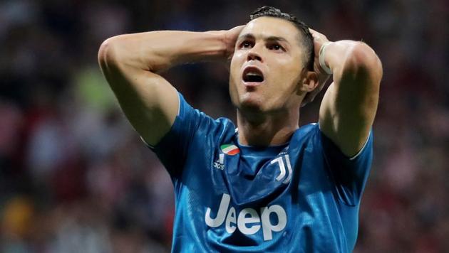 Juventus' Cristiano Ronaldo reacts after a missed chance.(REUTERS)