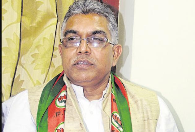 President of West Bengal, BJP Dilip Ghosh during a press meet at BJP office in Kolkata. (Prateek Choudhury/Hindustan Times) President of West Bengal, BJP Dilip Ghosh during a press meet at BJP office in Kolkata. (Prateek Choudhury/Hindustan Times)