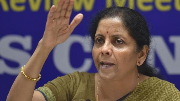Finance Minister Nirmala Sitharaman addresses a press conference after a review meeting in New Delhi, Thursday, Sept. 19, 2019.(PTI file photo)