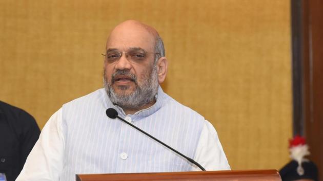 Union home minister Amit Shah addressing the gathering at a city hotel in Chandigarh on Friday. (Keshav Singh/HT) Union home minister Amit Shah addressing the gathering at a city hotel in Chandigarh on Friday. (Keshav Singh/HT)