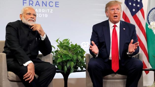 US President Donald Trump with PM Narendra Modi during the G7 summit in Biarritz, France, August 26, 2019.(Reuters file photo)