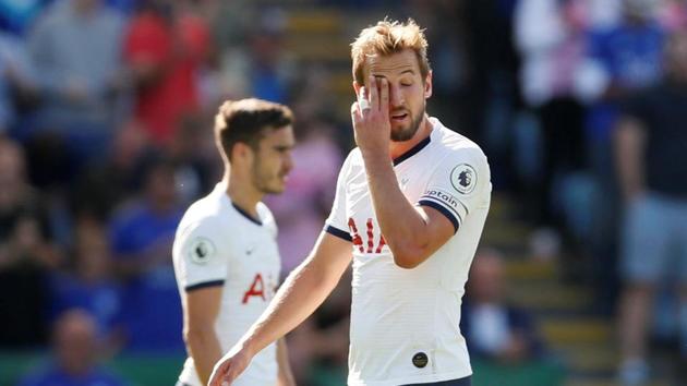 Harry Kane looks dejected after Spurs’ defeat to Leicester. (REUTERS) Harry Kane looks dejected after Spurs’ defeat to Leicester. (REUTERS)