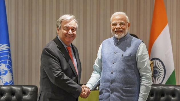 UN Secretary General Guterres has met Prime Minister Narendra Modi on several occasions. (PTI Photo) UN Secretary General Guterres has met Prime Minister Narendra Modi on several occasions. (PTI Photo)