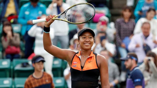 Japan's Naomi Osaka celebrates after winning the match. (REUTERS) Japan's Naomi Osaka celebrates after winning the match. (REUTERS)
