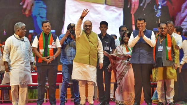 BJP President and Union Home Minister Amit Shah deliver keynote address on removal of article - 370 in J&K at Nesco complex. Photo by Satyabrata Tripathy/HT BJP President and Union Home Minister Amit Shah deliver keynote address on removal of article - 370 in J&K at Nesco complex. Photo by Satyabrata Tripathy/HT