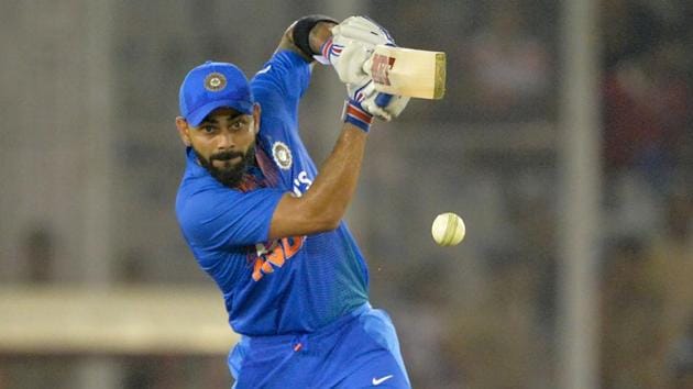 India's captain Virat Kohli plays a shot during the second Twenty20 international cricket match of a three-match series between India and South Africa, at Punjab Cricket Association Stadium, in Mohali, Punjab. (Sajjad Hussain / AFP) India's captain Virat Kohli plays a shot during the second Twenty20 international cricket match of a three-match series between India and South Africa, at Punjab Cricket Association Stadium, in Mohali, Punjab. (Sajjad Hussain / AFP)