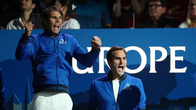 Roger Federer and Rafael Nadal play in Europe team.(REUTERS)