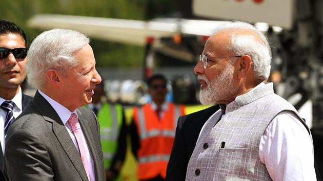 United States: Prime Minister Narendra Modi being received on his arrival in Houston on Saturday. (ANI) 
