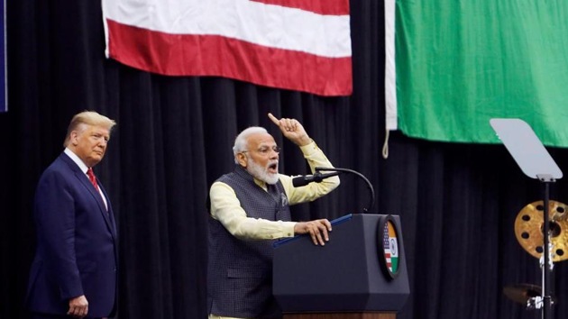 U.S. President Donald Trump looks on as Indian Prime Minister Narendra Modi speaks during a “Howdy, Modi” rally at NRG Stadium in Houston, Texas. (REUTERS) U.S. President Donald Trump looks on as Indian Prime Minister Narendra Modi speaks during a “Howdy, Modi” rally at NRG Stadium in Houston, Texas. (REUTERS)