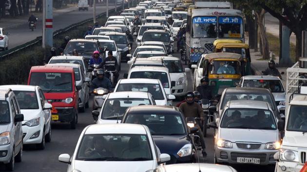 Before the Covid-19 lockdown, traffic jams were routine in Chandigarh.(HT Photo)