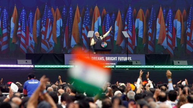 Indian Prime Minister Narendra Modi speaks during a "Howdy, Modi" rally at NRG Stadium in Houston, Texas, US. (REUTERS) Indian Prime Minister Narendra Modi speaks during a "Howdy, Modi" rally at NRG Stadium in Houston, Texas, US. (REUTERS)