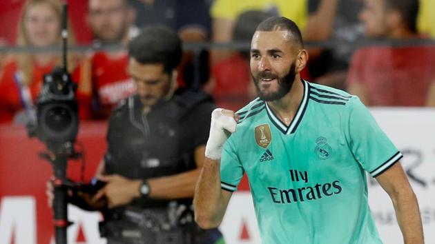 Real Madrid’s Karim Benzema celebrates. (REUTERS) Real Madrid’s Karim Benzema celebrates. (REUTERS)