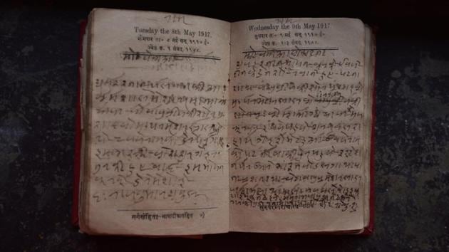The personal diary of tenant leader and journalist Raj Kumar Shukla, who along with Peer Mohammad Munis, convinced Gandhi to come see for himself the miseries of the indigo farmers in Champaran. Gandhi met Shukla in 1916, at the 31st session of the Congress in Lucknow and agreed to come after a few attempts. Gandhi charted out his plan to visit villages, camping in the two big towns of Bettiah and Motihari. (Sanchit Khanna / HT Photo) The personal diary of tenant leader and journalist Raj Kumar Shukla, who along with Peer Mohammad Munis, convinced Gandhi to come see for himself the miseries of the indigo farmers in Champaran. Gandhi met Shukla in 1916, at the 31st session of the Congress in Lucknow and agreed to come after a few attempts. Gandhi charted out his plan to visit villages, camping in the two big towns of Bettiah and Motihari. (Sanchit Khanna / HT Photo)