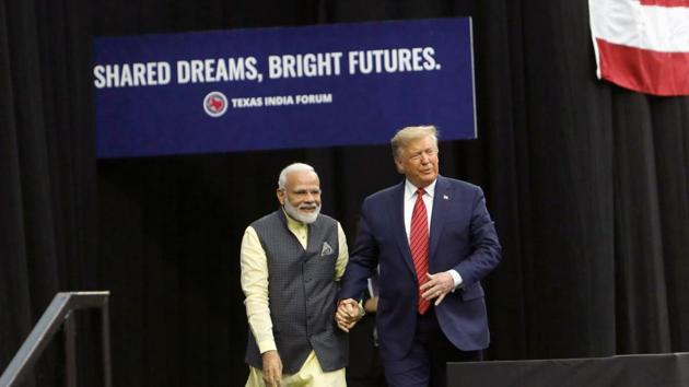 U.S. President Donald Trump and Indian Prime Minister Narendra Modi during a "Howdy, Modi" rally celebrating Modi at NRG Stadium in Houston, Texas, U.S.(REUTERS)
