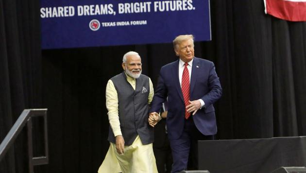 U.S. President Donald Trump and Indian Prime Minister Narendra Modi during a "Howdy, Modi" rally celebrating Modi at NRG Stadium in Houston, Texas.(REUTERS)