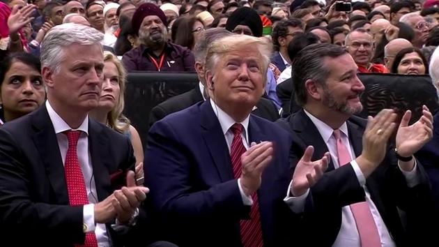 US President Donald Trump during the Howdy Modi event, at NRG Stadium in Houston on Sunday. (ANI Photo) US President Donald Trump during the Howdy Modi event, at NRG Stadium in Houston on Sunday. (ANI Photo)