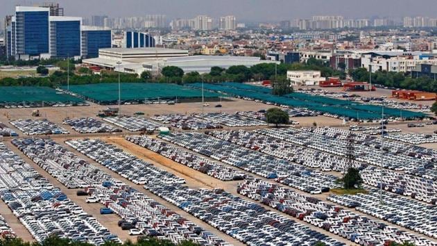 Thousands of unsold cars lie at the Maruti plant in Manesar. The area houses more than 1,000 automotive manufacturing companies, which employ several thousand workers who have been retrenched due to the slowdown in the industry.(Yogendra Kumar/HT PHOTO)