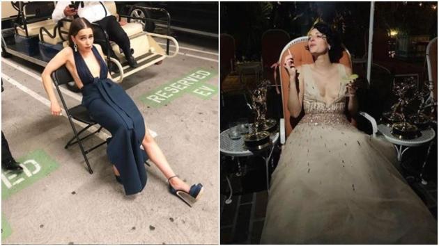 Emilia Clarke and Phoebe Waller-Bridge after the Emmys.