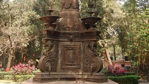 Almost 70 years, when the Fitzgerald fountain was last functional in 1960, the 150 year old monument has started sprouting water again, after BMC conservationists’ restoration work. (HT Photo) Almost 70 years, when the Fitzgerald fountain was last functional in 1960, the 150 year old monument has started sprouting water again, after BMC conservationists’ restoration work. (HT Photo)