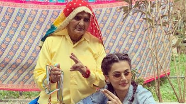 Prakashi Tomar with Taapsee Pannu who plays her in Saand Ki Aankh.