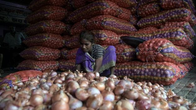 Onion prices have been touching a four year high nationwide.(Prabhat kumar verma)