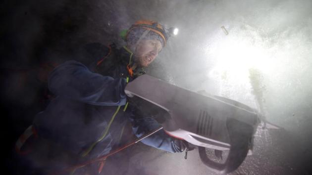Environmental physicist Pascal Bohleber, uses a chainsaw to cut out a sample of ice inside an artificial ice tunnel of Schaufelferner glacier. At the top of Weissseespitze, Fischer and her colleagues have drilled to the bottom of the comparatively undisturbed glacier to extract samples of its ice, which is being analysed for information on the local climate thousands of years ago. (Lisi Neisner / REUTERS) Environmental physicist Pascal Bohleber, uses a chainsaw to cut out a sample of ice inside an artificial ice tunnel of Schaufelferner glacier. At the top of Weissseespitze, Fischer and her colleagues have drilled to the bottom of the comparatively undisturbed glacier to extract samples of its ice, which is being analysed for information on the local climate thousands of years ago. (Lisi Neisner / REUTERS)