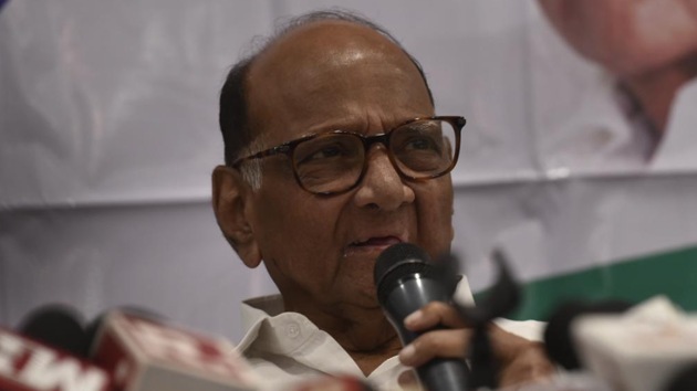 NCP lchief Sharad Pawar at a press conference in Mumbai on Wednesday(Kunal Patil/ HT Photo)